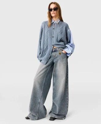 Jeans a gamba larga con lavaggio vintage