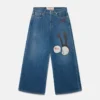 Jeans a gamba larga con ricamo Little Black Bunny Jeans a gamba larga con ricamo Little Black Bunny