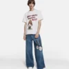 Jeans a gamba larga con ricamo Little Black Bunny Jeans a gamba larga con ricamo Little Black Bunny