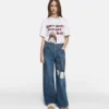 Jeans a gamba larga con ricamo Little Black Bunny Jeans a gamba larga con ricamo Little Black Bunny