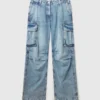 Jeans cargo in denim lavato vintage Jeans cargo in denim lavato vintage