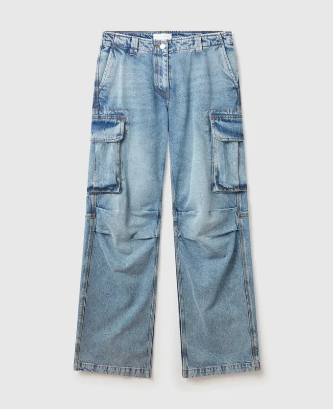 Jeans cargo in denim lavato vintage Jeans cargo in denim lavato vintage