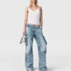 Jeans cargo in denim lavato vintage Jeans cargo in denim lavato vintage