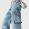 Jeans cargo in denim lavato vintage Jeans cargo in denim lavato vintage