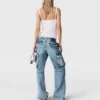 Jeans cargo in denim lavato vintage Jeans cargo in denim lavato vintage