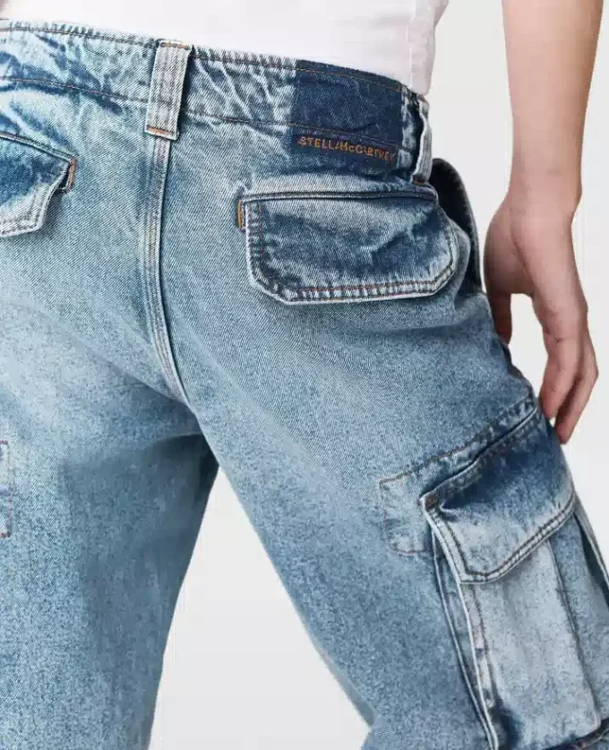 Jeans cargo in denim lavato vintage Jeans cargo in denim lavato vintage