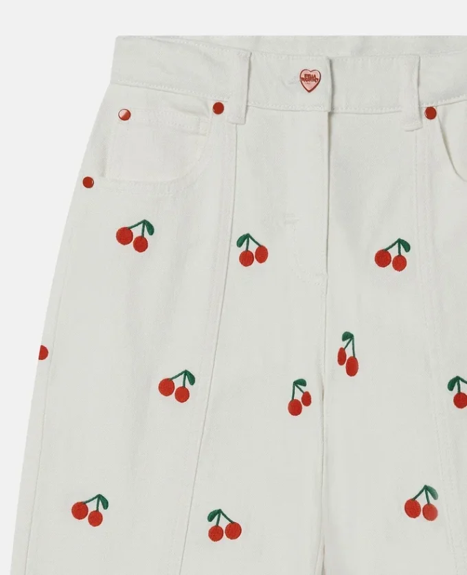 Jeans con ricamo ciliegie Jeans con ricamo ciliegie