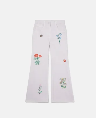 Jeans con ricamo floreale