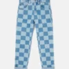 Jeans con stampa a scacchiera
