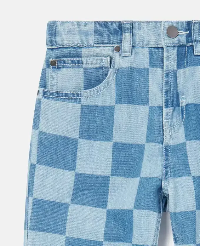 Jeans con stampa a scacchiera