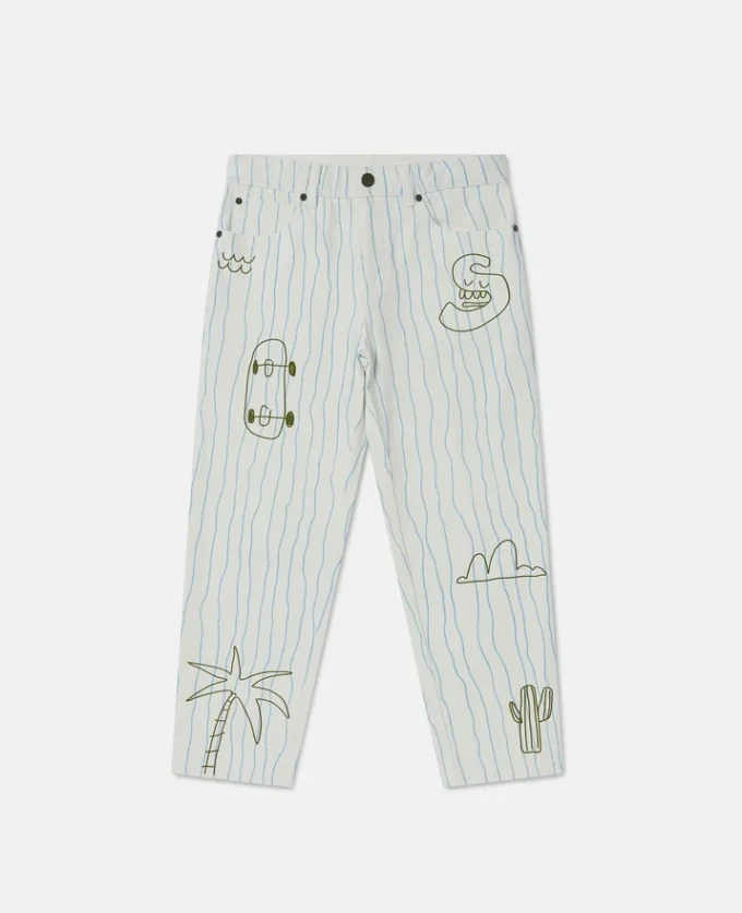Jeans con stampa skateboard