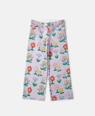Jeans dritti con stampa floreale