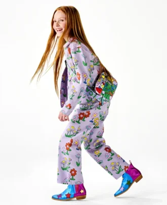 Jeans dritti con stampa floreale