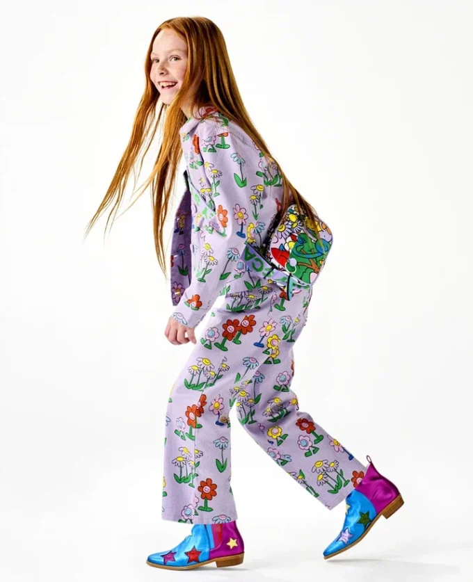 Jeans dritti con stampa floreale Jeans dritti con stampa floreale