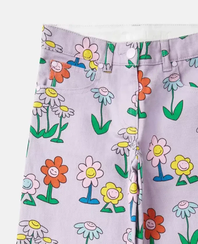 Jeans dritti con stampa floreale Jeans dritti con stampa floreale