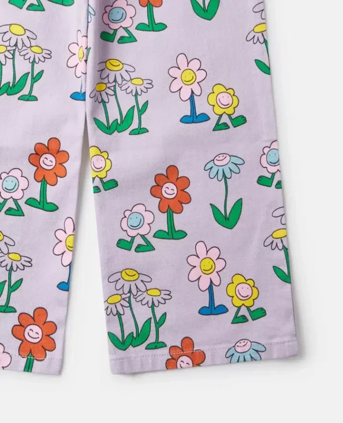 Jeans dritti con stampa floreale Jeans dritti con stampa floreale