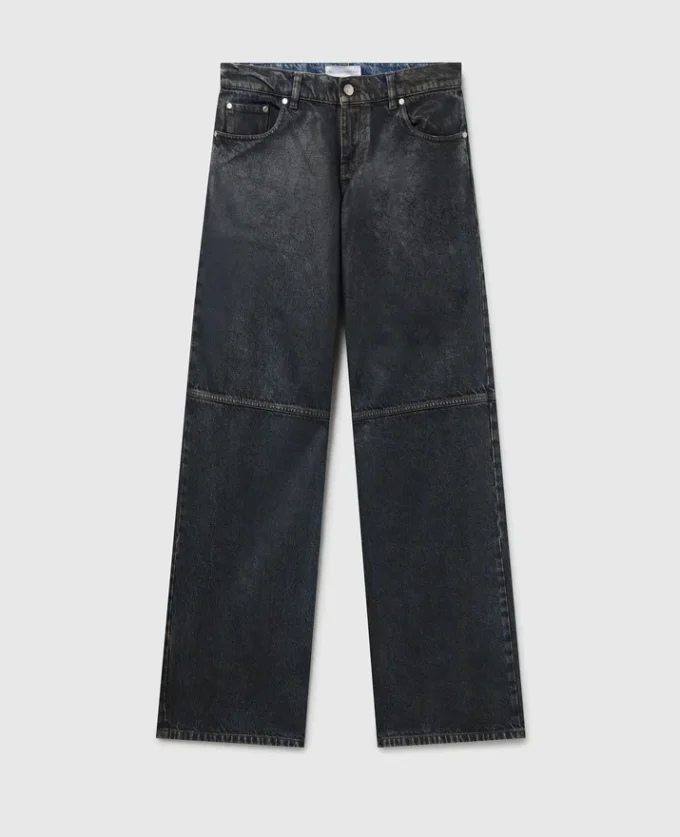 Jeans in denim a gamba dritta con finitura cerata Jeans in denim a gamba dritta con finitura cerata