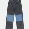 Jeans in denim a gamba dritta con pannello a contrasto Jeans in denim a gamba dritta con pannello a contrasto