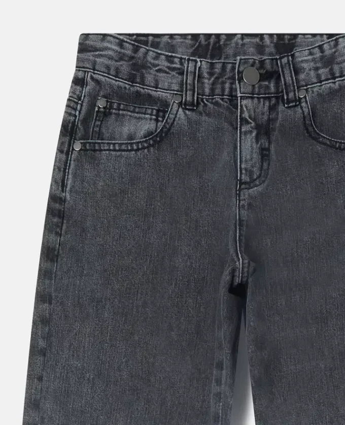 Jeans in denim a gamba dritta con pannello a contrasto Jeans in denim a gamba dritta con pannello a contrasto