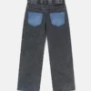 Jeans in denim a gamba dritta con pannello a contrasto Jeans in denim a gamba dritta con pannello a contrasto