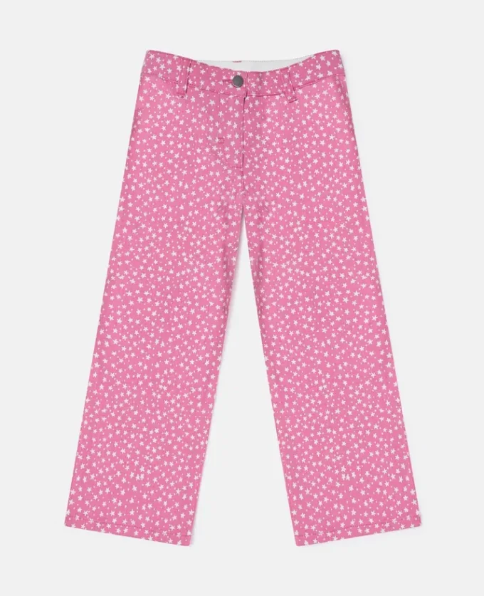 Jeans in denim a gamba dritta con stampa a stelle Jeans in denim a gamba dritta con stampa a stelle