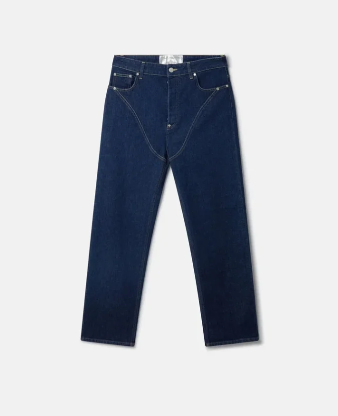 Jeans in denim a vita media e gamba dritta con ricamo Platinum Dream Jeans in denim a vita media e gamba dritta con ricamo Platinum Dream