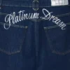 Jeans in denim a vita media e gamba dritta con ricamo Platinum Dream Jeans in denim a vita media e gamba dritta con ricamo Platinum Dream