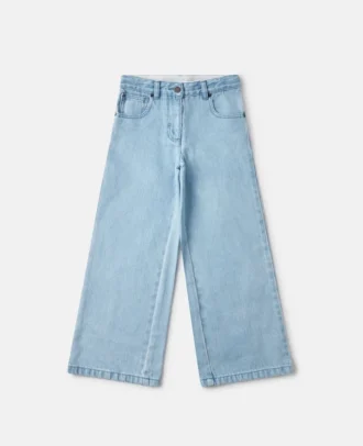 Jeans in denim a vita media e gamba larga