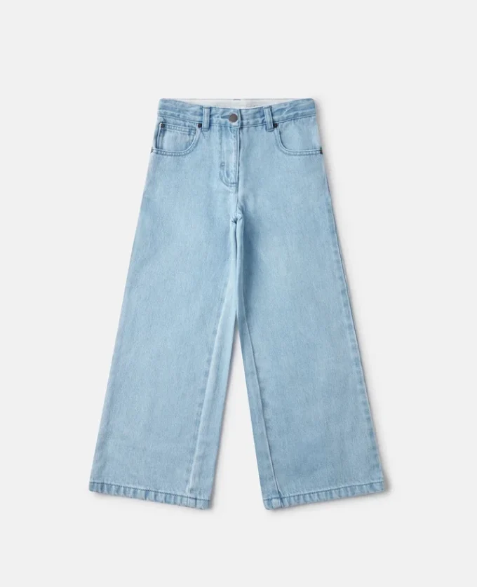 Jeans in denim a vita media e gamba larga Jeans in denim a vita media e gamba larga
