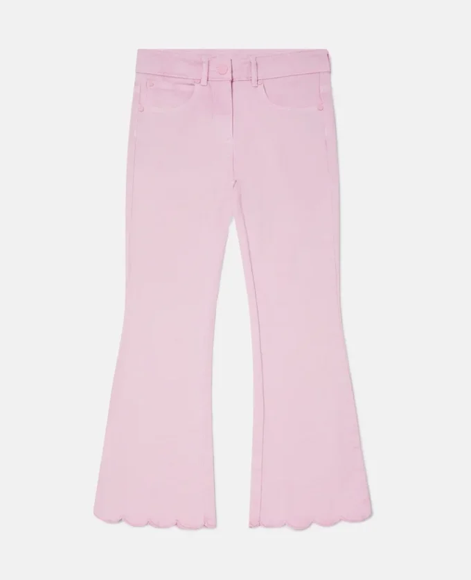 Jeans in denim con bordi smerlati Jeans in denim con bordi smerlati