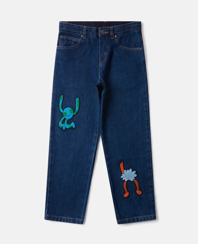 Jeans in denim con grafica Earth Friends