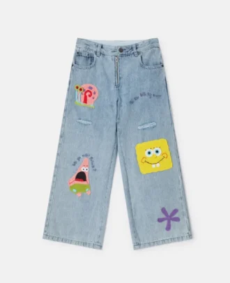 Jeans in denim con grafica SpongeBob