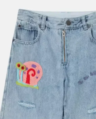 Jeans in denim con grafica SpongeBob