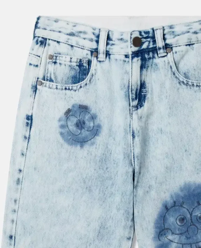 Jeans in denim con grafica SpongeBob Jeans in denim con grafica SpongeBob