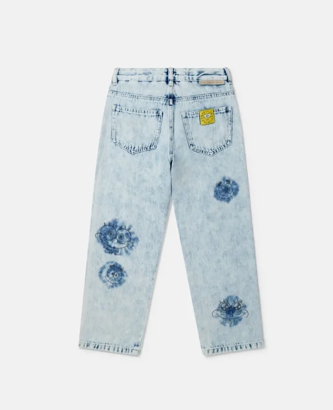 Jeans in denim con grafica SpongeBob Jeans in denim con grafica SpongeBob