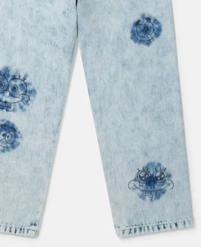 Jeans in denim con grafica SpongeBob Jeans in denim con grafica SpongeBob