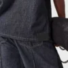 Jeans in denim con pannelli in raso a gamba larga Jeans in denim con pannelli in raso a gamba larga