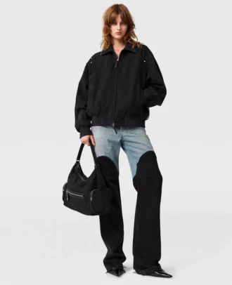 Jeans in denim con pannelli patchwork Jeans in denim con pannelli patchwork