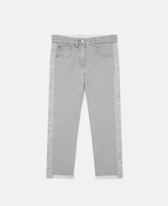 Jeans in denim con pannello con marchio