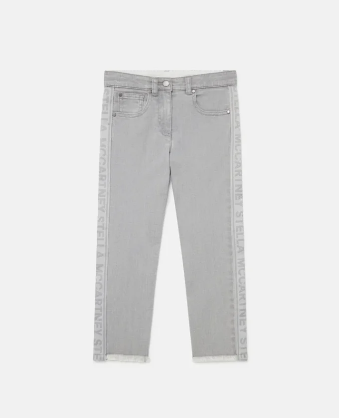 Jeans in denim con pannello con marchio Jeans in denim con pannello con marchio