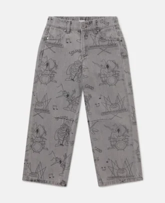 Jeans in denim con stampa Bug Band