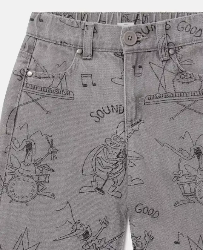 Jeans in denim con stampa Bug Band Jeans in denim con stampa Bug Band