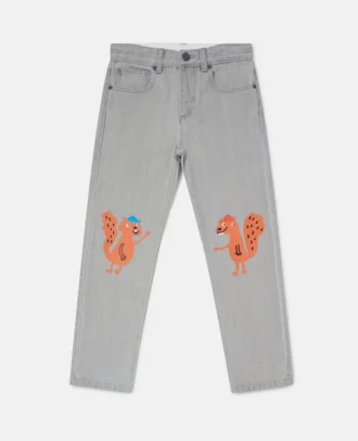 Jeans in denim con stampa grafica scoiattolo Jeans in denim con stampa grafica scoiattolo