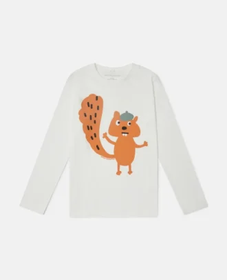 Maglia a maniche lunghe con stampa grafica scoiattolo