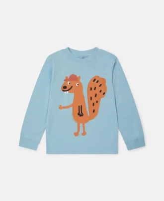 Maglia a maniche lunghe con stampa grafica scoiattolo