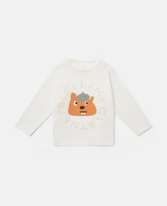 Maglia a maniche lunghe con stampa grafica scoiattolo