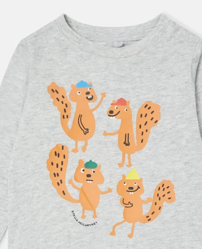 Maglia a maniche lunghe con stampa grafica scoiattolo Maglia a maniche lunghe con stampa grafica scoiattolo