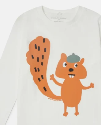 Maglia a maniche lunghe con stampa grafica scoiattolo