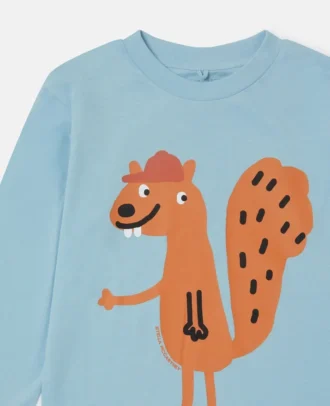 Maglia a maniche lunghe con stampa grafica scoiattolo