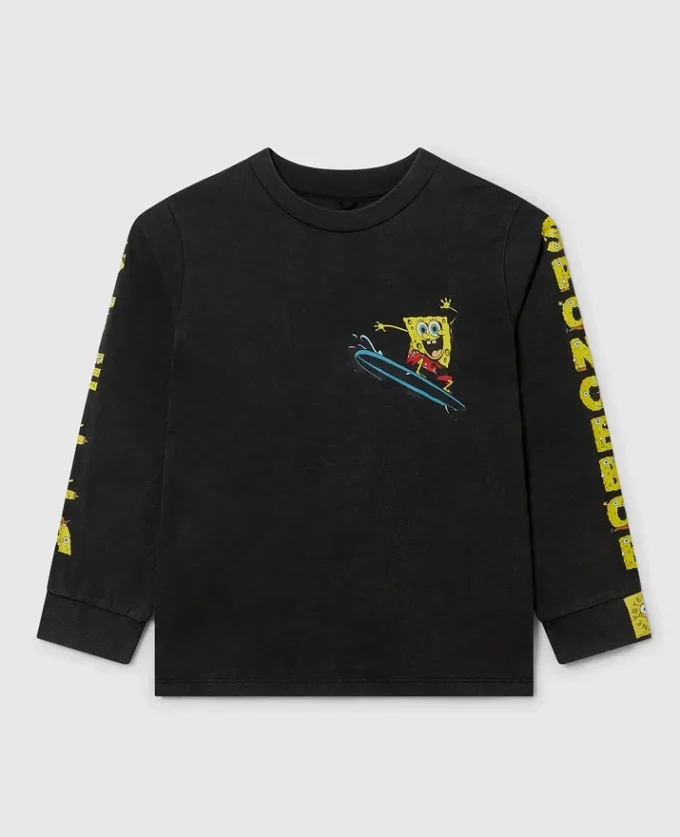 Maglietta a maniche lunghe con stampa grafica SpongeBob Maglietta a maniche lunghe con stampa grafica SpongeBob
